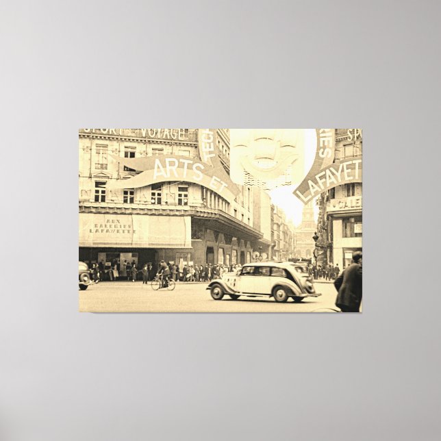 Galeries Lafayette Paris Haussmann 1940 Fotograph Canvastryck (Framsida)
