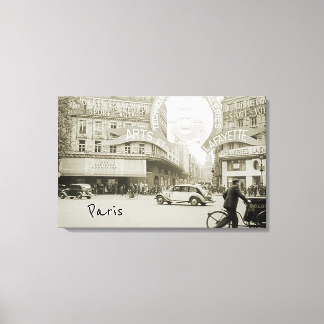 Galeries Lafayette Paris Haussmann 1940 Fotograph Canvastryck (Framsida)