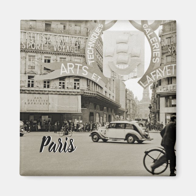 Galeries Lafayette Paris Haussmann 1940 Fotograph Magnet (Framsidan)