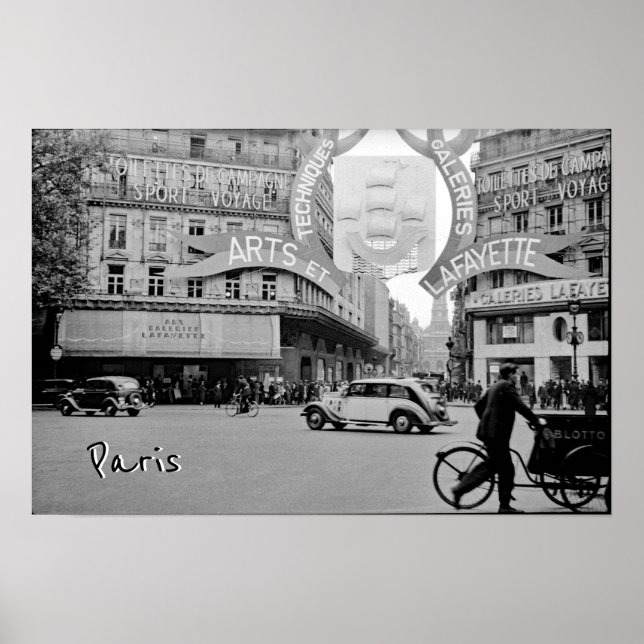 Galeries Lafayette Paris Haussmann 1940 Fotograph Poster (Framsidan)