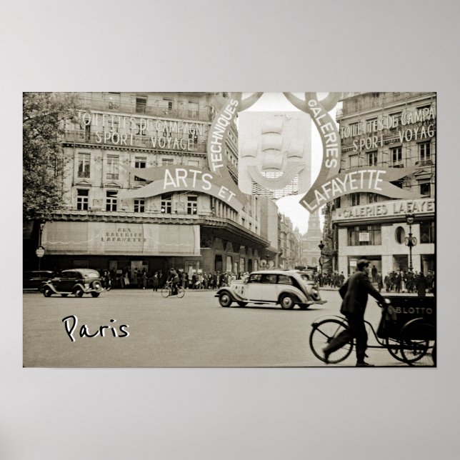 Galeries Lafayette Paris Haussmann 1940 Fotograph Poster (Framsidan)