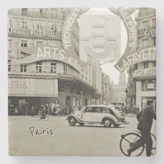 Galeries Lafayette Paris Haussmann 1940 Fotograph Stenunderlägg (Framsidan)