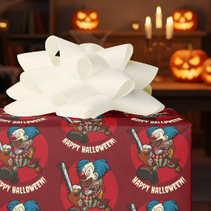 Galet Clown Halloween-fest med Motorsåg Tecknad Fi Presentpapper