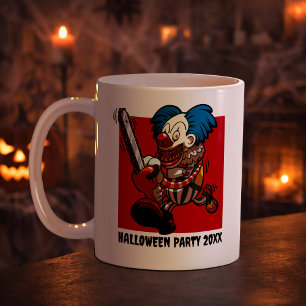 Galet Clown Lägg Till Året Halloweenfest Tecknad Kaffemugg