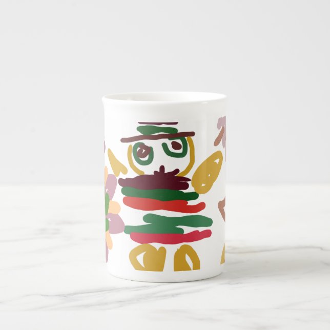 Galet dansande pepparkaksgubbe   benporslin mugg (Framsidan)
