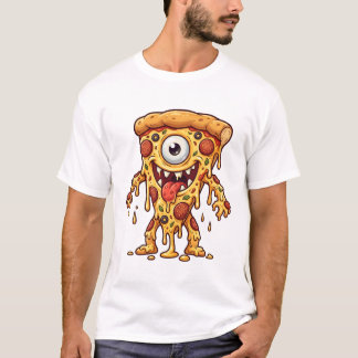 Galet Ensidigt Pizzamonster Sött Kawaii Konstverk T Shirt