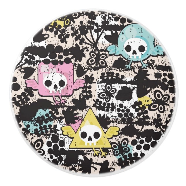 Galet fågelmönster knopp (Framsidan)