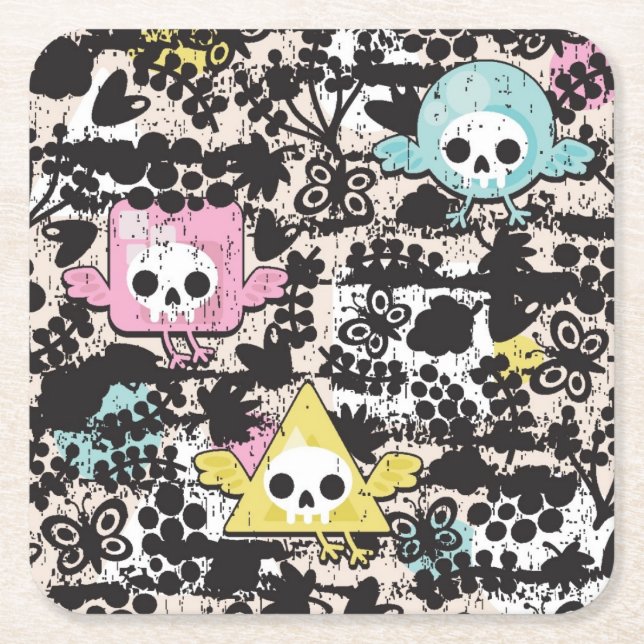 Galet fågelmönster underlägg papper kvadrat (Framsidan)