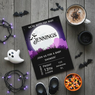 Galet för bebis. Halloween Baby shower inbjudan
