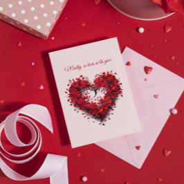 Galet Förälskad | Blommigt Hjärta | Anpassad Text  Julkort