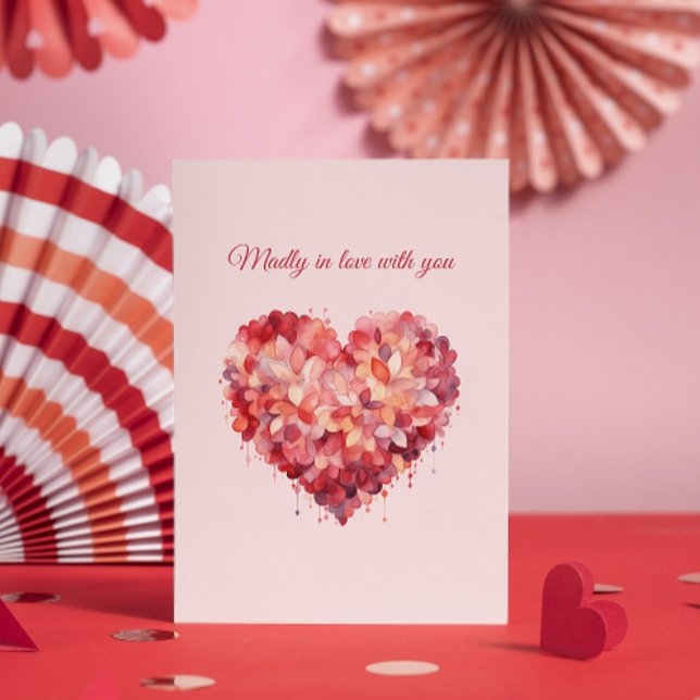 Galet Förälskad | Blommigt Hjärta | Anpassad Text  Julkort (Skapare uppladdad)