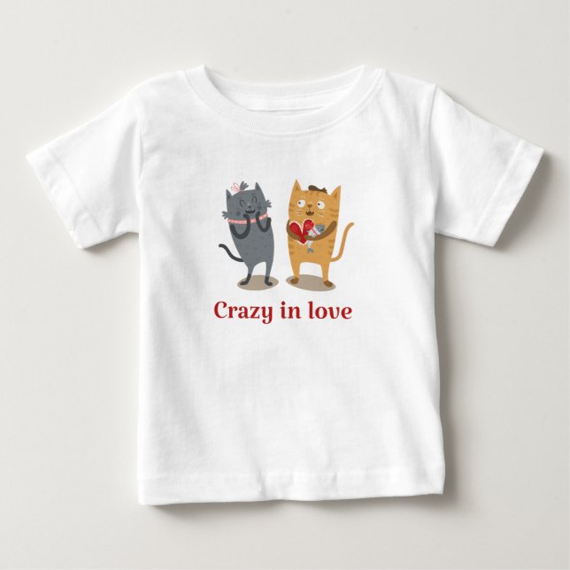 Galet Förälskade Kattpar T Shirt (Framsida)
