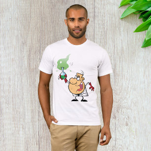 Galet forskare som håller bublande kolv vetenskap t shirt