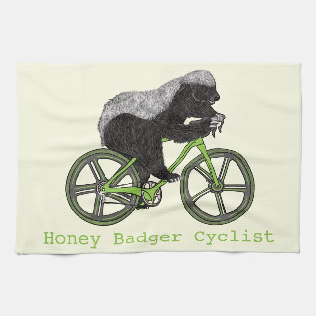 Galet grävling cyklar kökshandduk (Horisontell)