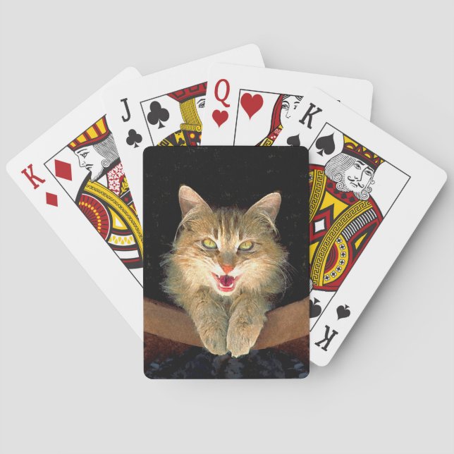 Galet Katt-målning - Sött Original Katt-konst Casinokort (Baksidan)