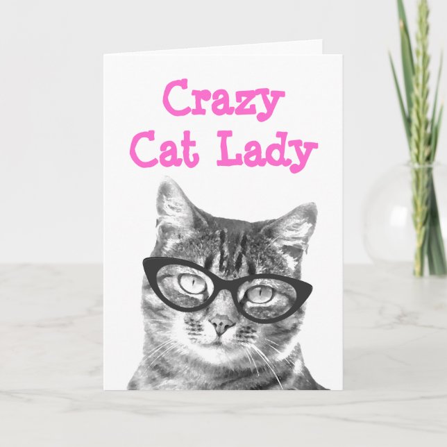 Galet kattdam kortdesign kort (Framsida)