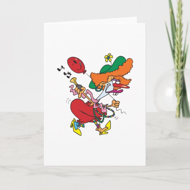 Galet Kvinna Springande Clown Kort (Framsida)