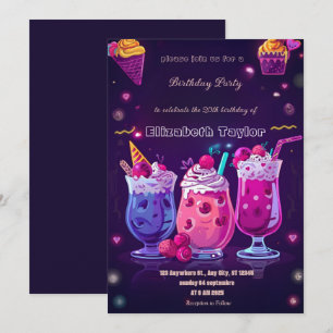 Galet Milkshake Party Inbjudan – Färgglatt Sött
