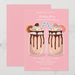 Galet Milkshake Party Inbjudan – Färgglatt Sött