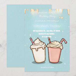 Galet Milkshake Party Inbjudan – Färgglatt Sött