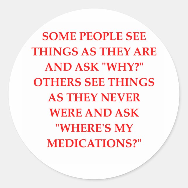 galet psykiatrikskämt runt klistermärke (Framsida)