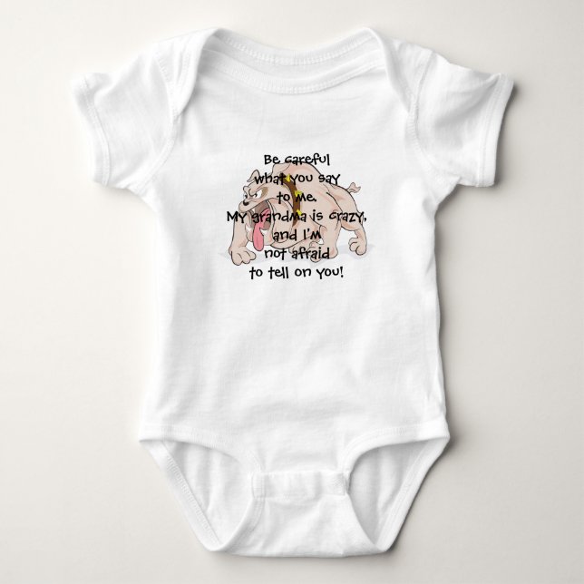 Galet Rasande Hund Mormor Spädbarn T Shirt (Framsida)