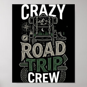 Galet road trip-crew resa körning äventyr poster