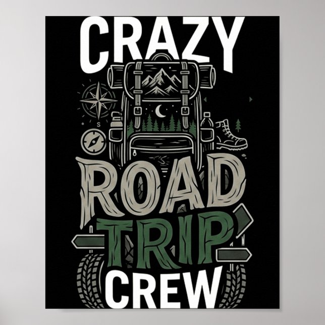 Galet road trip-crew resa körning äventyr poster (Framsidan)