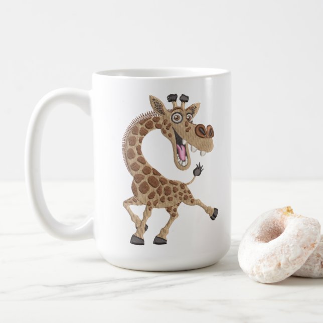 Galet skrattande giraff kaffemugg (Med munk)