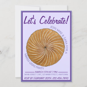 Galette des Rois Mardi Gras Karneval King Cake Inbjudningar
