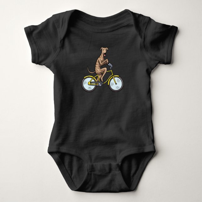 Galgo Espanol Hund med cykel på spansk sighthound T Shirt (Framsida)
