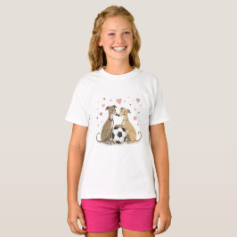 Galgos with soccer ball for Valentine's Day T Shirt