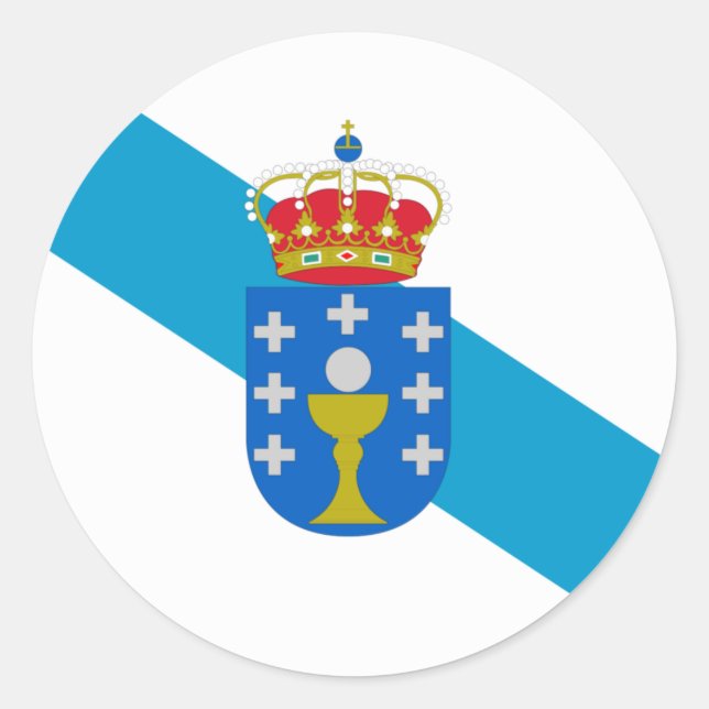 Galicia flag  runt klistermärke (Framsida)
