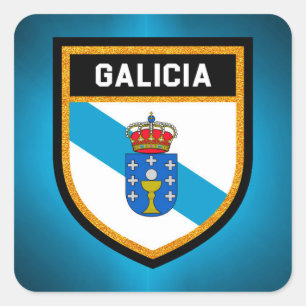 Galicia flagga fyrkantigt klistermärke