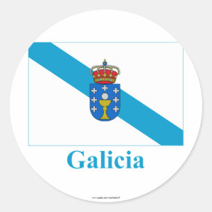 Galicia flagga med namn runt klistermärke