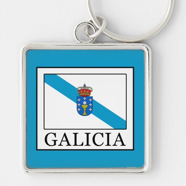 Galicia Fyrkantig Silverfärgad Nyckelring (Framsidan)