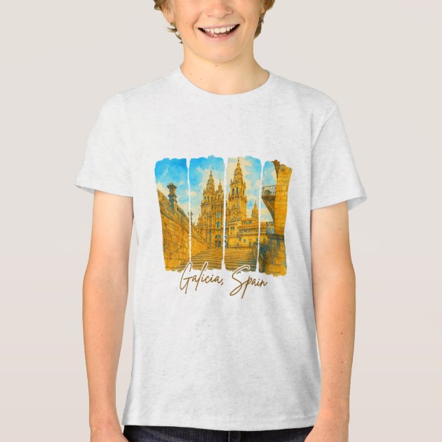 Galicia Spain Traveling Resa Brushstroke träffade  T Shirt (Framsida)