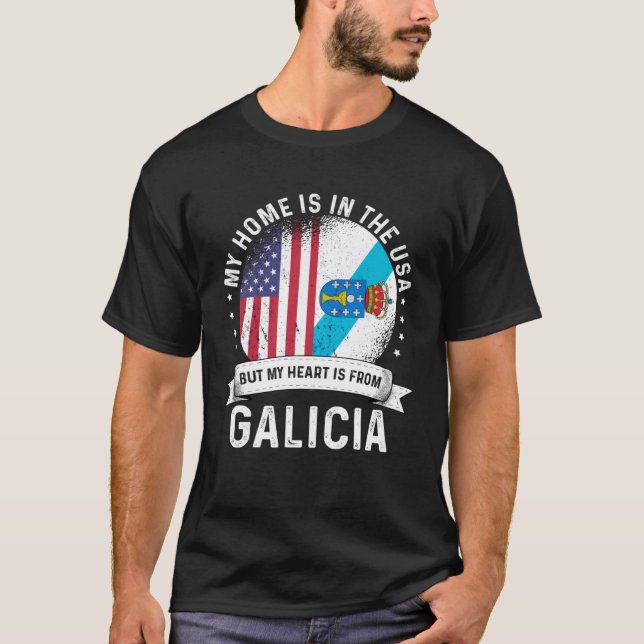 Galician American Patriot Grown Proud Home USA Fla T Shirt (Framsida)