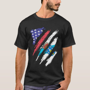 Galicien American Patriot Grown Heart Flagga Rand T Shirt