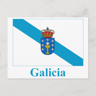 Galicien flagga med namn vykort