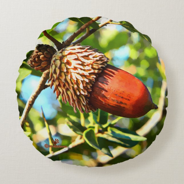 Galilee Acorn Rund Kudde (Framsidan)