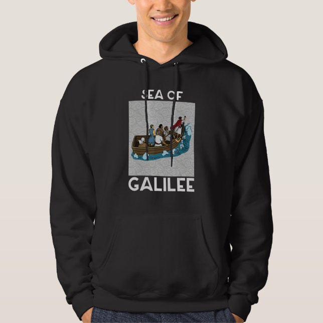 Galilee seas storms religious Christians Christian Hoodie (Framsida)
