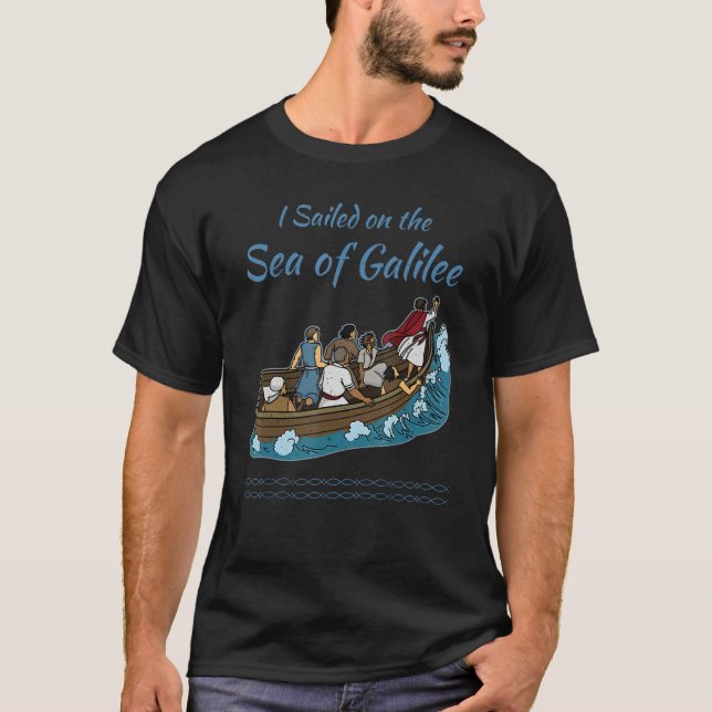 Galilee seas storms religious Christians Christian T Shirt (Framsida)