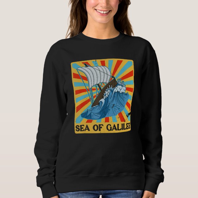Galilee seas storms religious Christians Christian T Shirt (Framsida)
