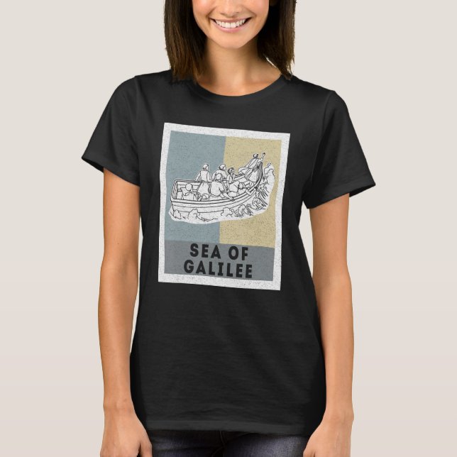 Galilee seas storms religious Christians Christian T Shirt (Framsida)