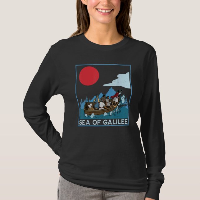 Galilee seas storms religious Christians Christian T Shirt (Framsida)