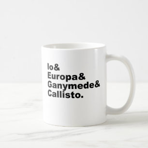 Galileiska månar Io Europa Ganymedes Callisto Kaffemugg