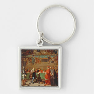 Galileo Galilei (1564-1642) för medlemmar av Fyrkantig Silverfärgad Nyckelring
