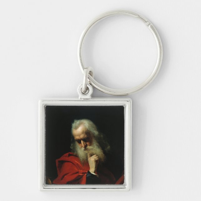 Galileo Galilei 1858 Fyrkantig Silverfärgad Nyckelring (Framsidan)