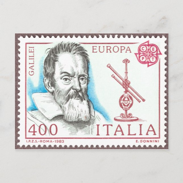 Galileo Galilei Astronomy Postcard Vykort (Framsida)